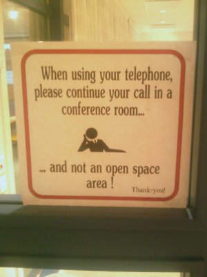 When using your telephone, please continue your call in a conference room