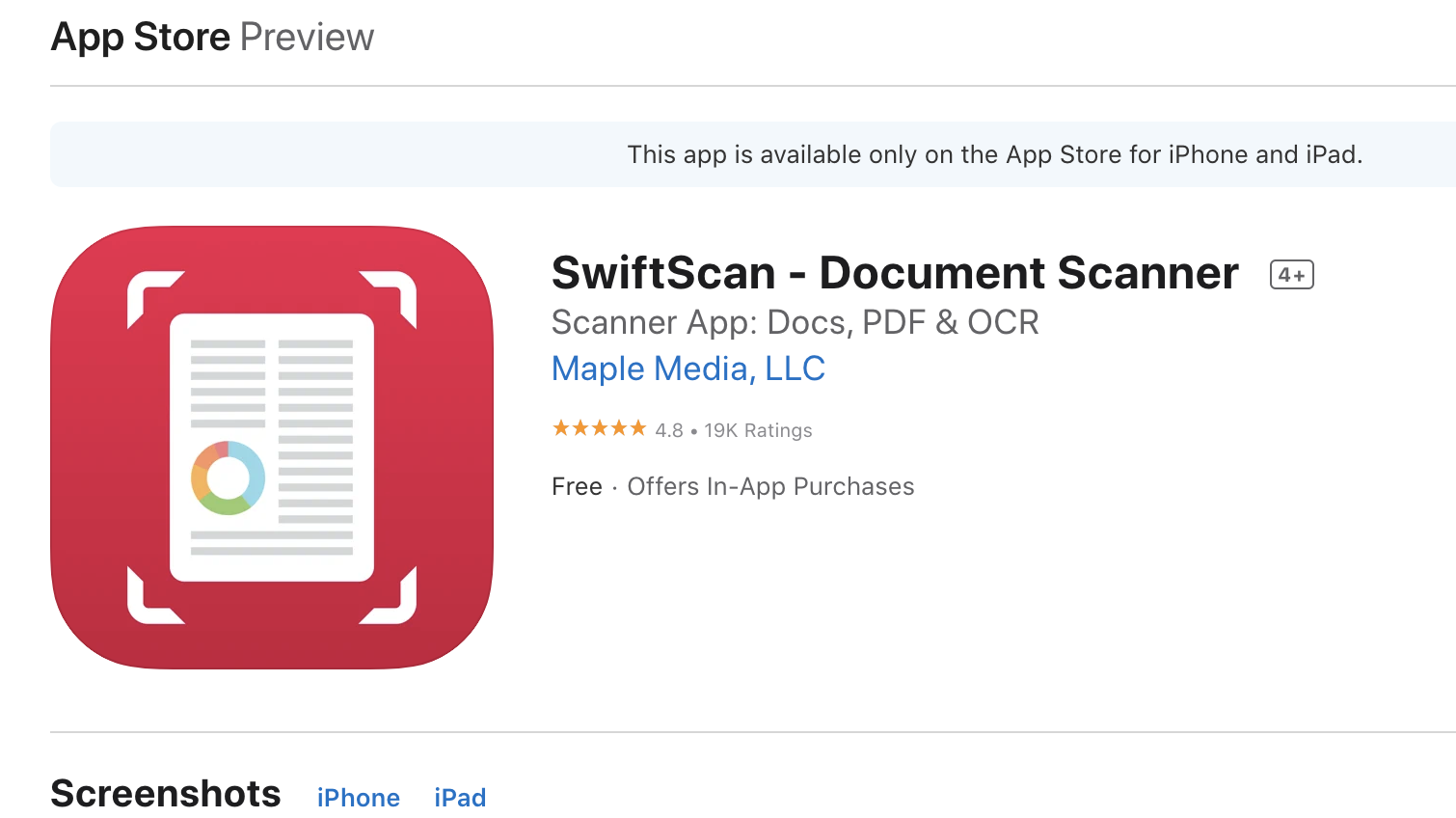 SwiftScan in the App Store